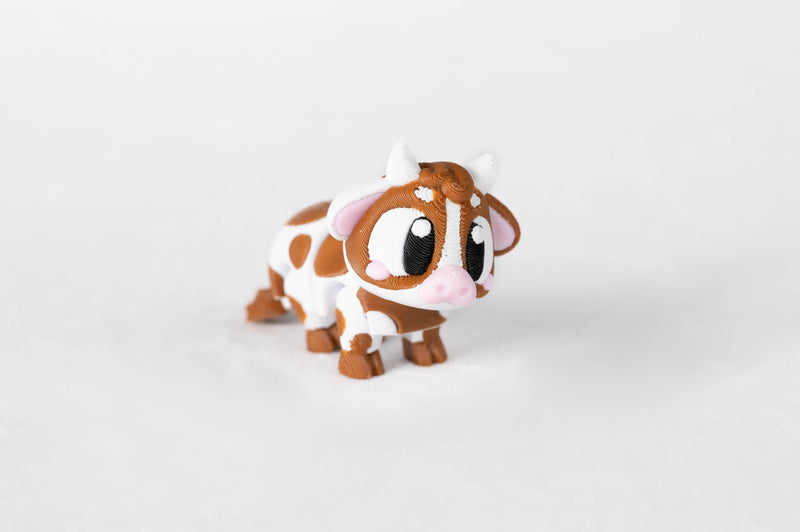 Cow : White Brown Farm 3D Printed Animal