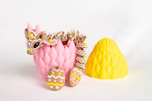 Pink & Yellow / Small baby in a dragon egg (+ free keychain)