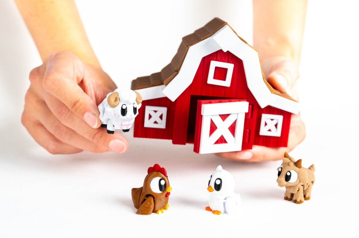 Red Farm & Moo House - 3D Barn Toy Set with Animals
